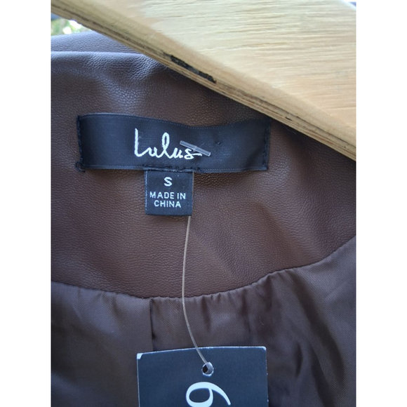 Lulus Brown Brave Behavior Vegan Leather Oversized Moto Jacket Sz S NWT Boutique - Picture 9 of 12